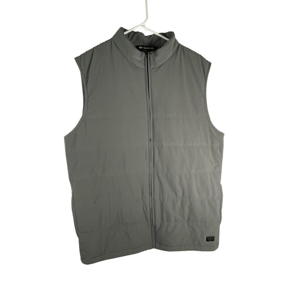TravisMathew Vest Mens Large Gray Quilted Full Zip Insulated Golf TM1MW453